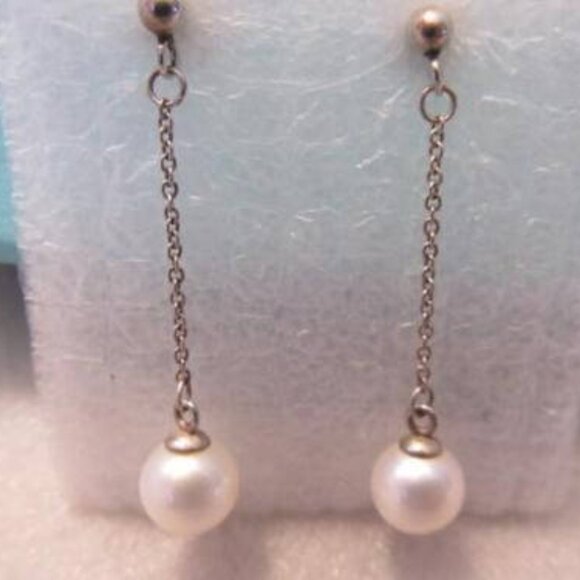 Rare, Authentic Tiffany & Co. Ziegfeld Collection Sterling Silver Pearl Earrings - Picture 1 of 4